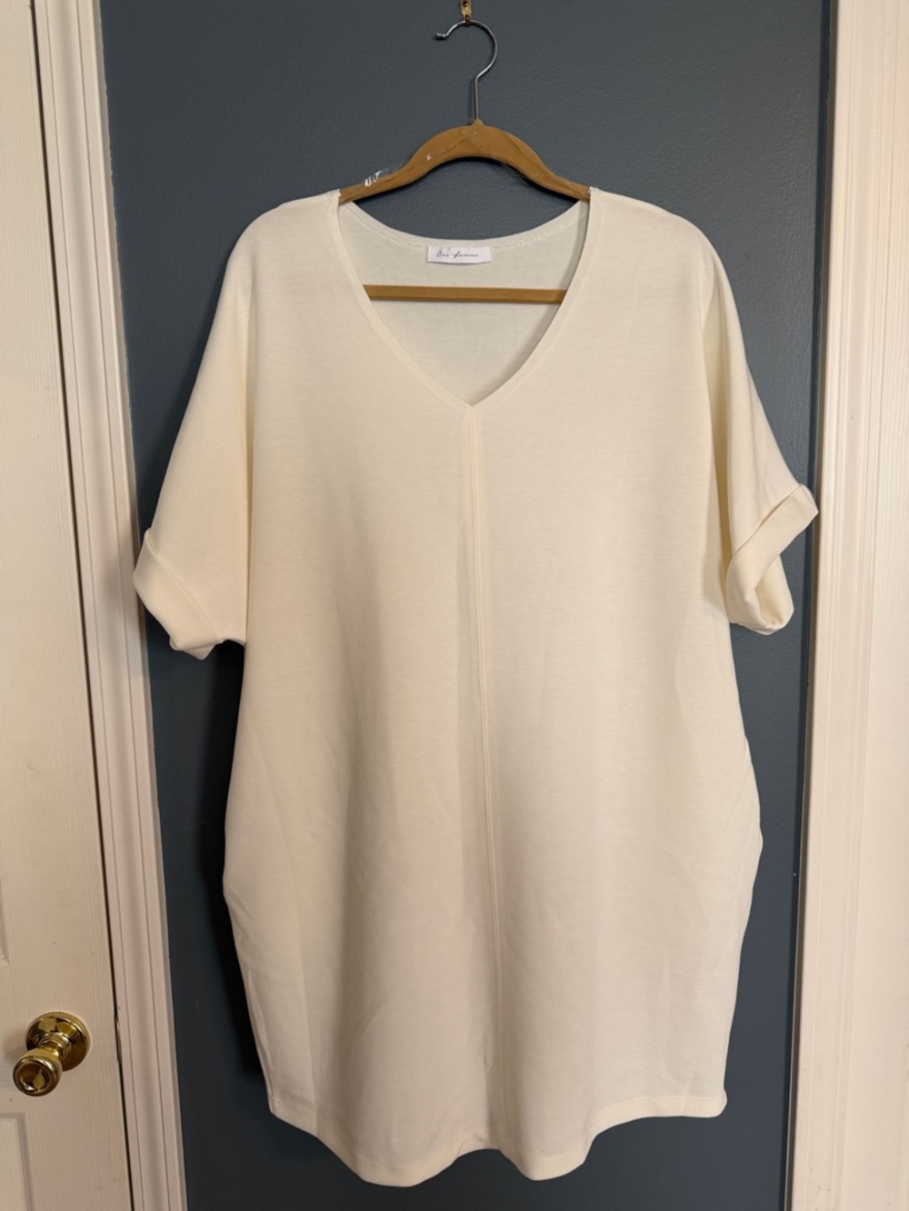 Ces Femme NWOT Cream V-Neck Tunic/Dress